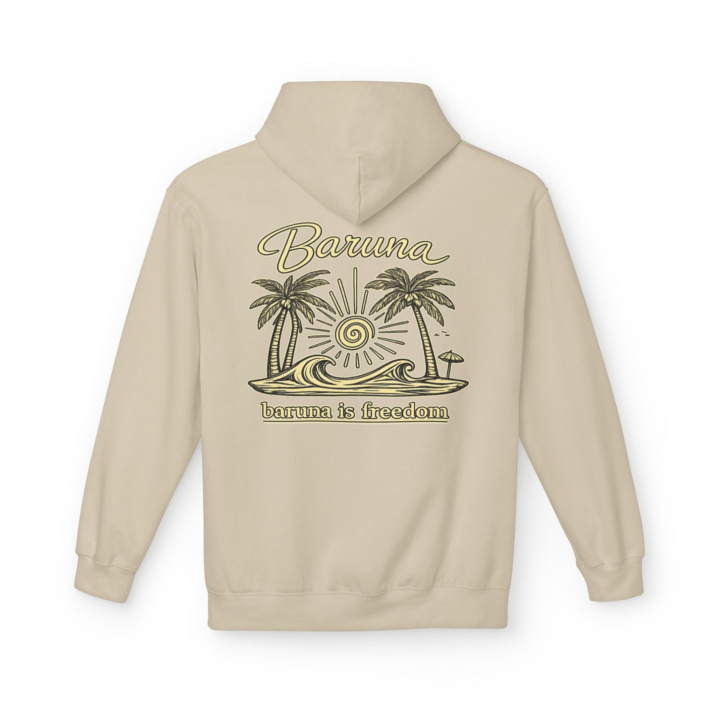 Baruna Island Hoodie — 'Baruna is Freedom' Palm Tree Surf Pullover
