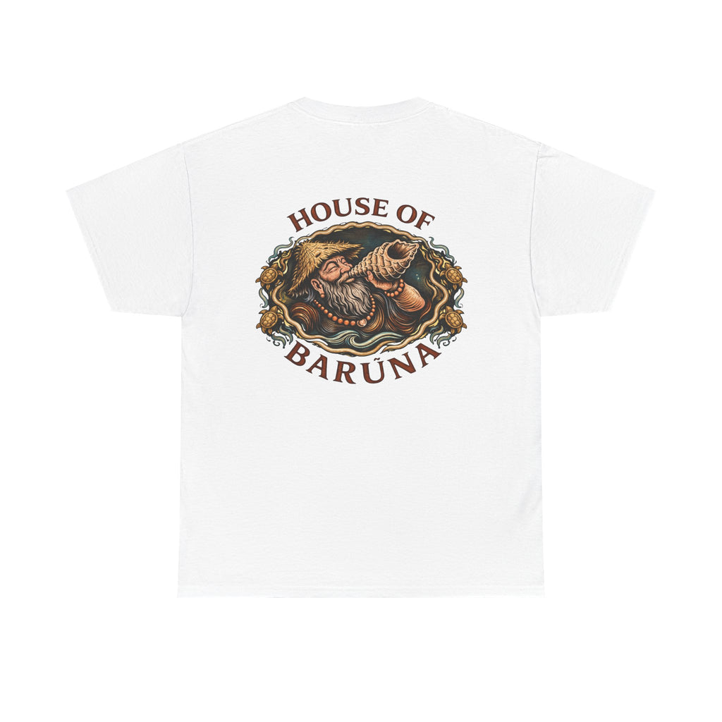 House of Barúna Men's Conch Blower Vintage Logo T'Shirt – Mythic Nautical Heritage Shirt